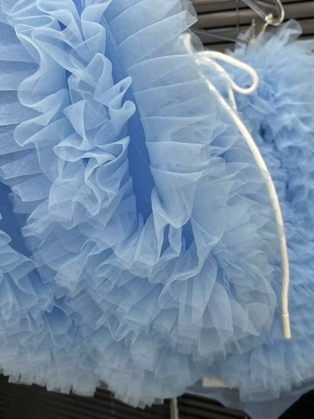 Blue Ruffled Tulle Mini Shorts - Picture 2 of 2